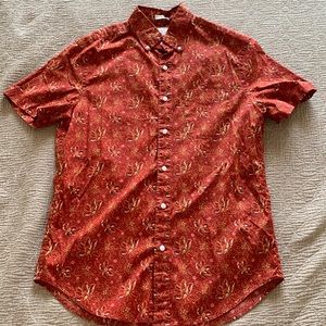 Red Floral Pattern J Crew Shortsleeved Button down